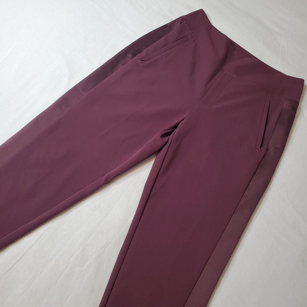Athleta Womens Size 10 Endless Satin Side Stripe Pant Burgundy 782695